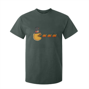 Thanksgiving Video Game T Shirt For Kid Pumpkin Pie Eating Turkey Gamer Patch Day TS10 Dark Forest Green Print Your Wear