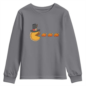 Thanksgiving Video Game Youth Sweatshirt Pumpkin Pie Eating Turkey Gamer Patch Day TS10 Charcoal Print Your Wear
