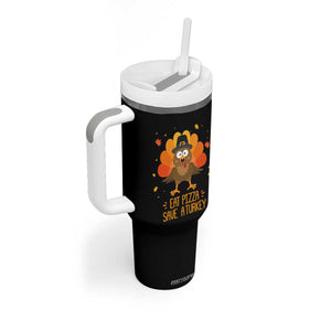 Save A Turkey Eat Pizza Tumbler With Handle Funny Thanksgiving TS10 Print Your Wear