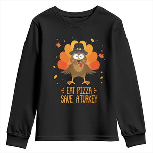 Save A Turkey Eat Pizza Youth Sweatshirt Funny Thanksgiving TS10 Black Print Your Wear