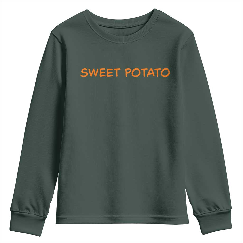Matching Thanksgiving Couples Youth Sweatshirt Funny Sweet Potato Fall Couple TS10 Dark Forest Green Print Your Wear