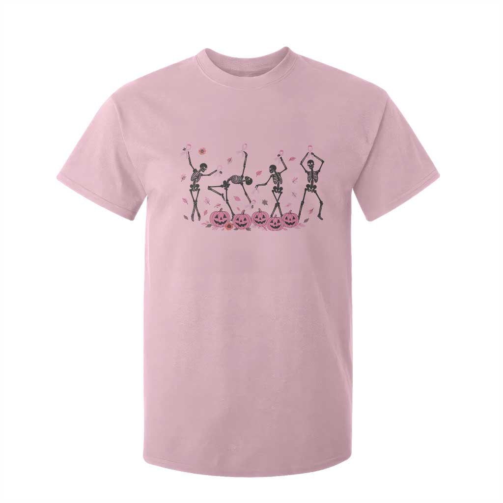 Dancing Skeletons Breast Cancer T Shirt For Kid Skeleton Pink Ribbon Halloween TS10 Light Pink Print Your Wear