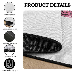Dancing Skeletons Breast Cancer Round Rug Skeleton Pink Ribbon Halloween