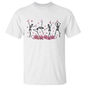 Dancing Skeletons Breast Cancer T Shirt Skeleton Pink Ribbon Halloween TS10 White Print Your Wear