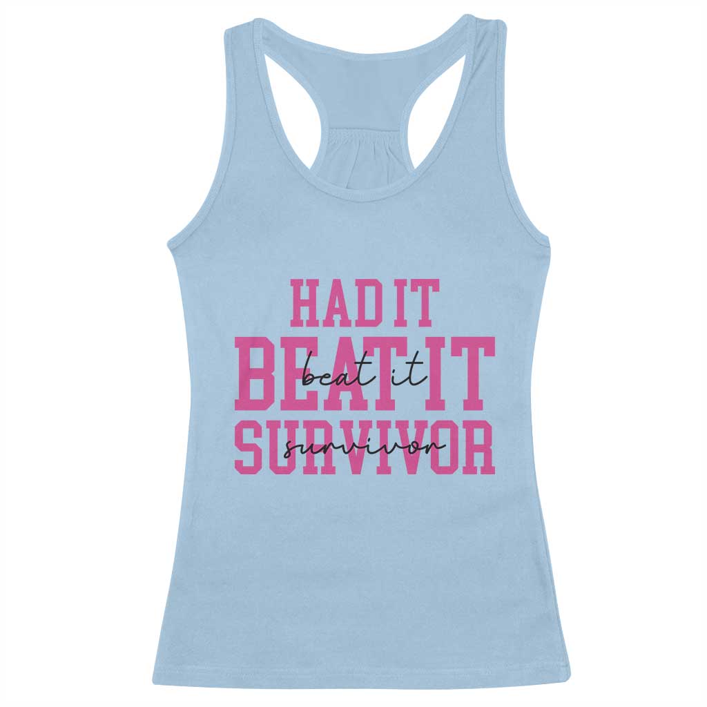 Breast Cancer Support Racerback Tank Top Had it Beat it Survivor Gift TS10 Light Blue Print Your Wear