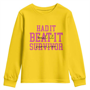 Breast Cancer Support Youth Sweatshirt Had it Beat it Survivor Gift TS10 Daisy Print Your Wear
