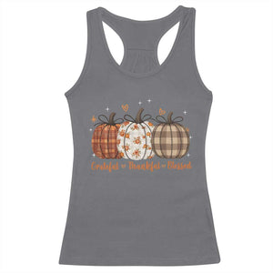 Grateful Thankful Blessed Pumpkin Racerback Tank Top Hello Thanksgiving Cozy Fall Autumn Rustic TS10 Charcoal Print Your Wear
