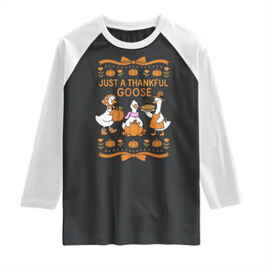 Just a Thankful Goose Raglan Shirt Thanksgiving Silly Gooses TS10 Black White Print Your Wear