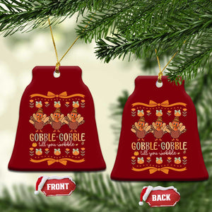 Gobble Gobble Till You Wobble Ceramic Ornament Funny Thanksgiving Turkey TS10 Print Your Wear