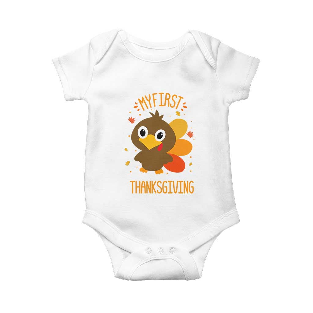 My First Thanksgiving Baby Onesie Funny Thanksgiving Turkey TS10 White Print Your Wear