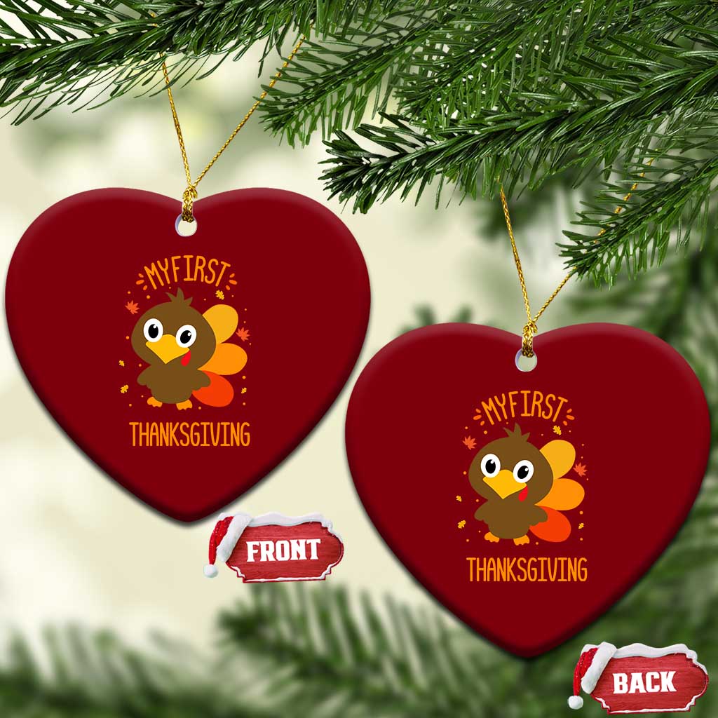 My First Thanksgiving Ceramic Ornament Funny Thanksgiving Turkey TS10 Print Your Wear