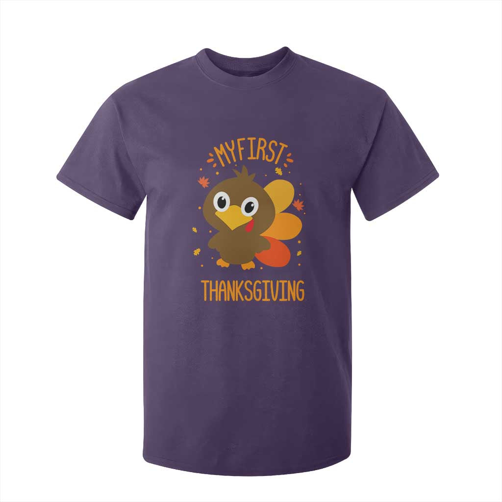 My First Thanksgiving T Shirt For Kid Funny Thanksgiving Turkey TS10 Purple Print Your Wear