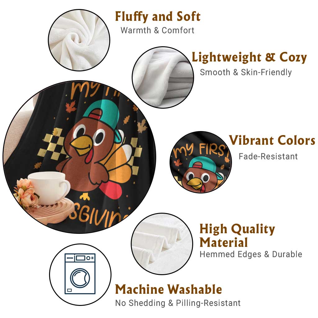 My First Thanksgiving Throw Blanket Funny Newborn Thanksgiving Turkey Boys TS10 Print Your Wear