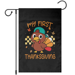 My First Thanksgiving Garden Flag Funny Newborn Thanksgiving Turkey Boys TS10 Black Print Your Wear