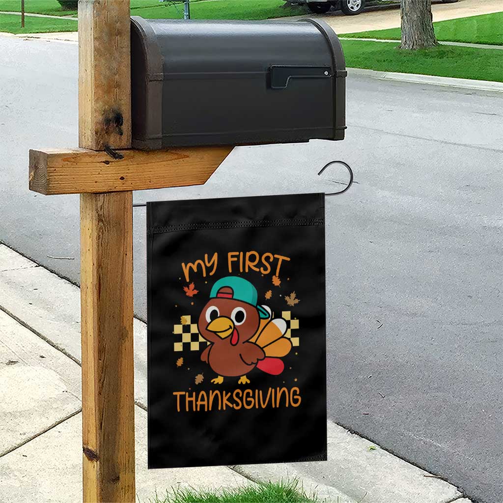 My First Thanksgiving Garden Flag Funny Newborn Thanksgiving Turkey Boys TS10 Print Your Wear