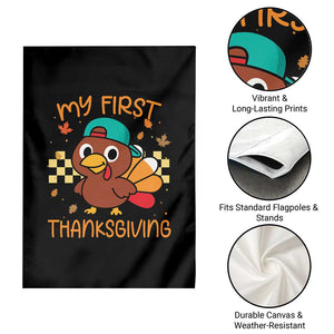 My First Thanksgiving Garden Flag Funny Newborn Thanksgiving Turkey Boys TS10 Print Your Wear