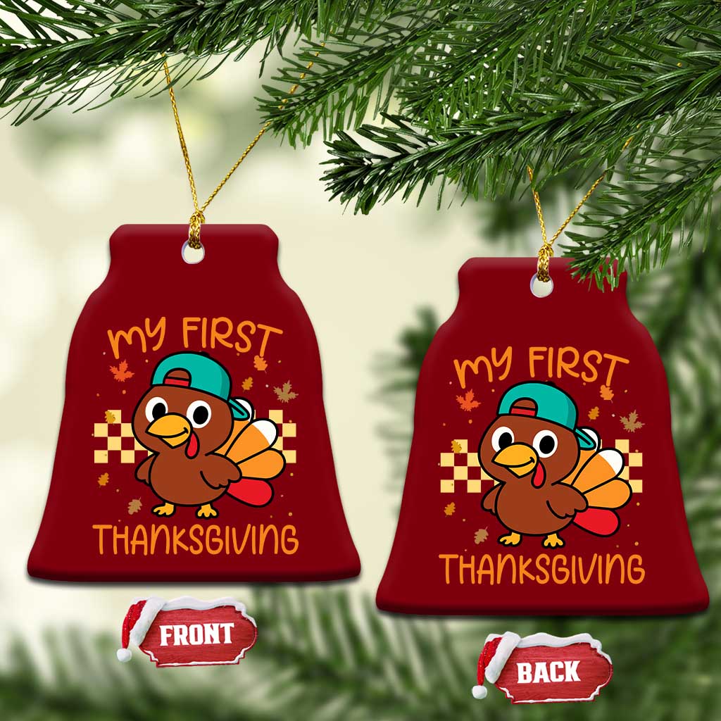 My First Thanksgiving Ceramic Ornament Funny Newborn Thanksgiving Turkey Boys TS10 Print Your Wear