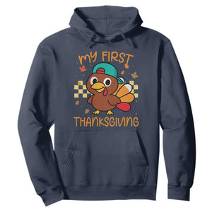 My First Thanksgiving Hoodie Funny Newborn Thanksgiving Turkey Boys TS10 Navy Print Your Wear