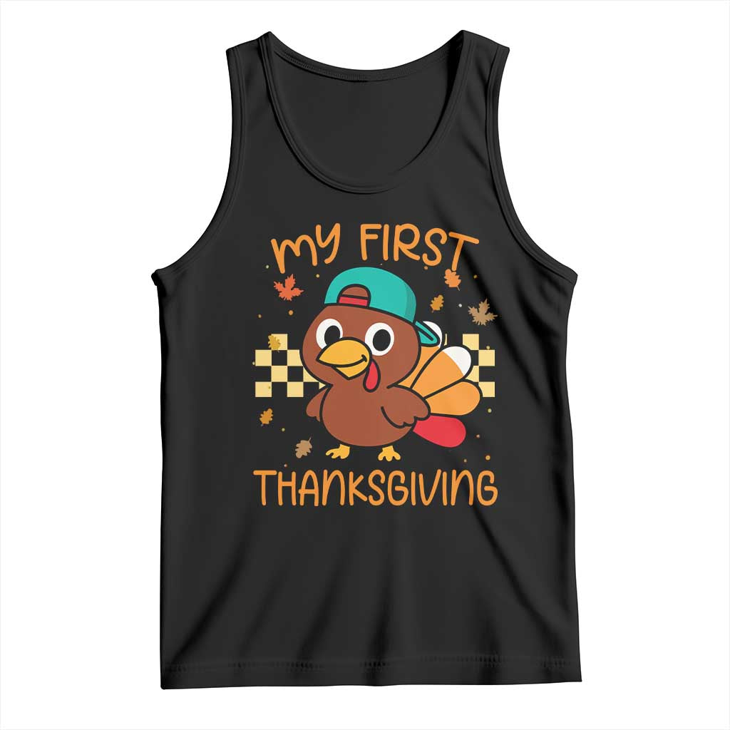 My First Thanksgiving Tank Top Funny Newborn Thanksgiving Turkey Boys TS10 Black Print Your Wear
