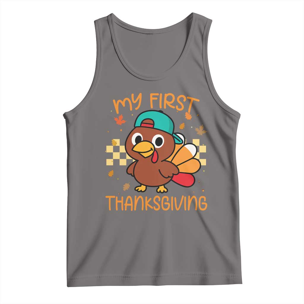 My First Thanksgiving Tank Top Funny Newborn Thanksgiving Turkey Boys TS10 Deep Heather Print Your Wear