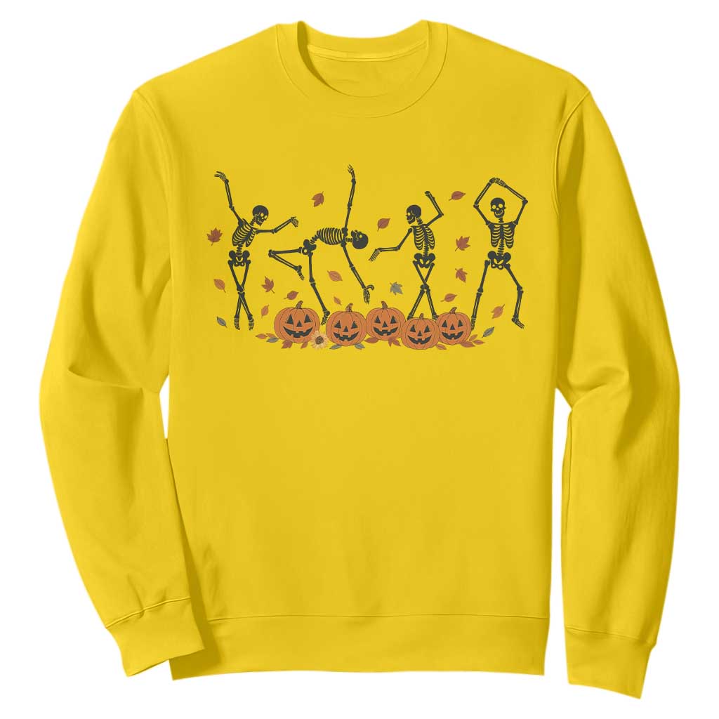 Dancing Skeleton Sweatshirt Retro Halloween Party Pumpkin Fall Season TS10 Daisy Print Your Wear