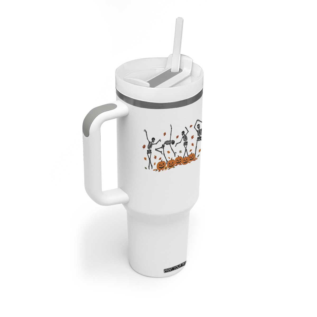 Dancing Skeleton Tumbler With Handle Retro Halloween Party Pumpkin Fall Season TS10 Print Your Wear