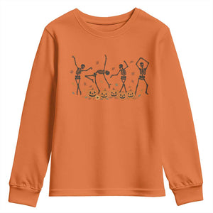 Dancing Skeleton Youth Sweatshirt Retro Halloween Party Pumpkin Fall Season TS10 Orange Print Your Wear