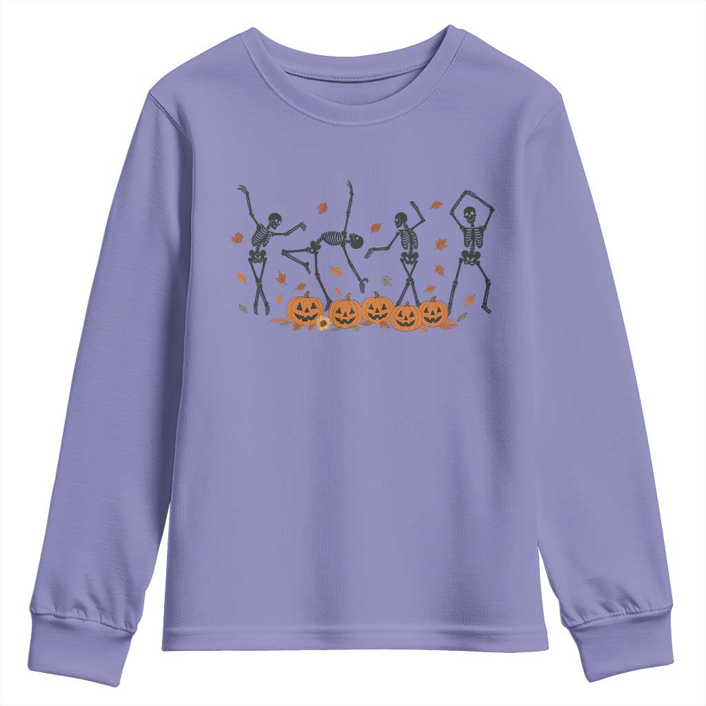 Dancing Skeleton Youth Sweatshirt Retro Halloween Party Pumpkin Fall Season TS10 Violet Print Your Wear