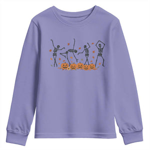 Dancing Skeleton Youth Sweatshirt Retro Halloween Party Pumpkin Fall Season TS10 Violet Print Your Wear