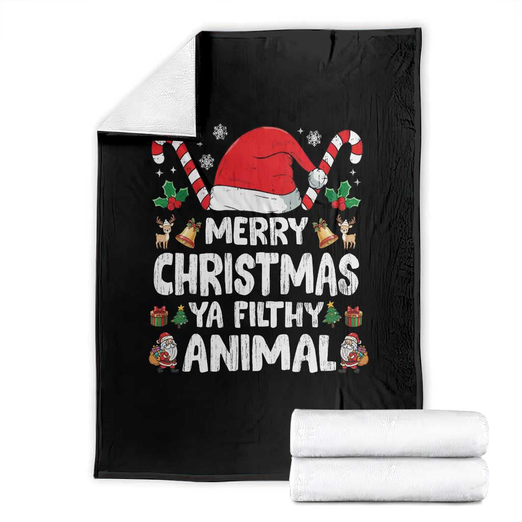 Merry Christmas Ya Filthy Animal Throw Blanket Funny Home Xmas Alone Movie Pajama TS10 Black Print Your Wear
