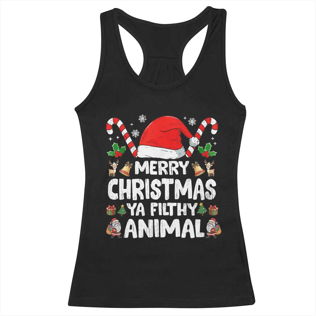 Merry Christmas Ya Filthy Animal Racerback Tank Top Funny Home Xmas Alone Movie Pajama TS10 Black Print Your Wear