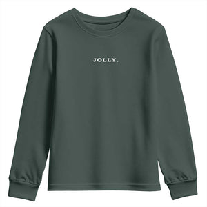 Jolly Christmas Subtle Minimal Youth Sweatshirt Funny Holiday Party Simple TS10 Dark Forest Green Print Your Wear