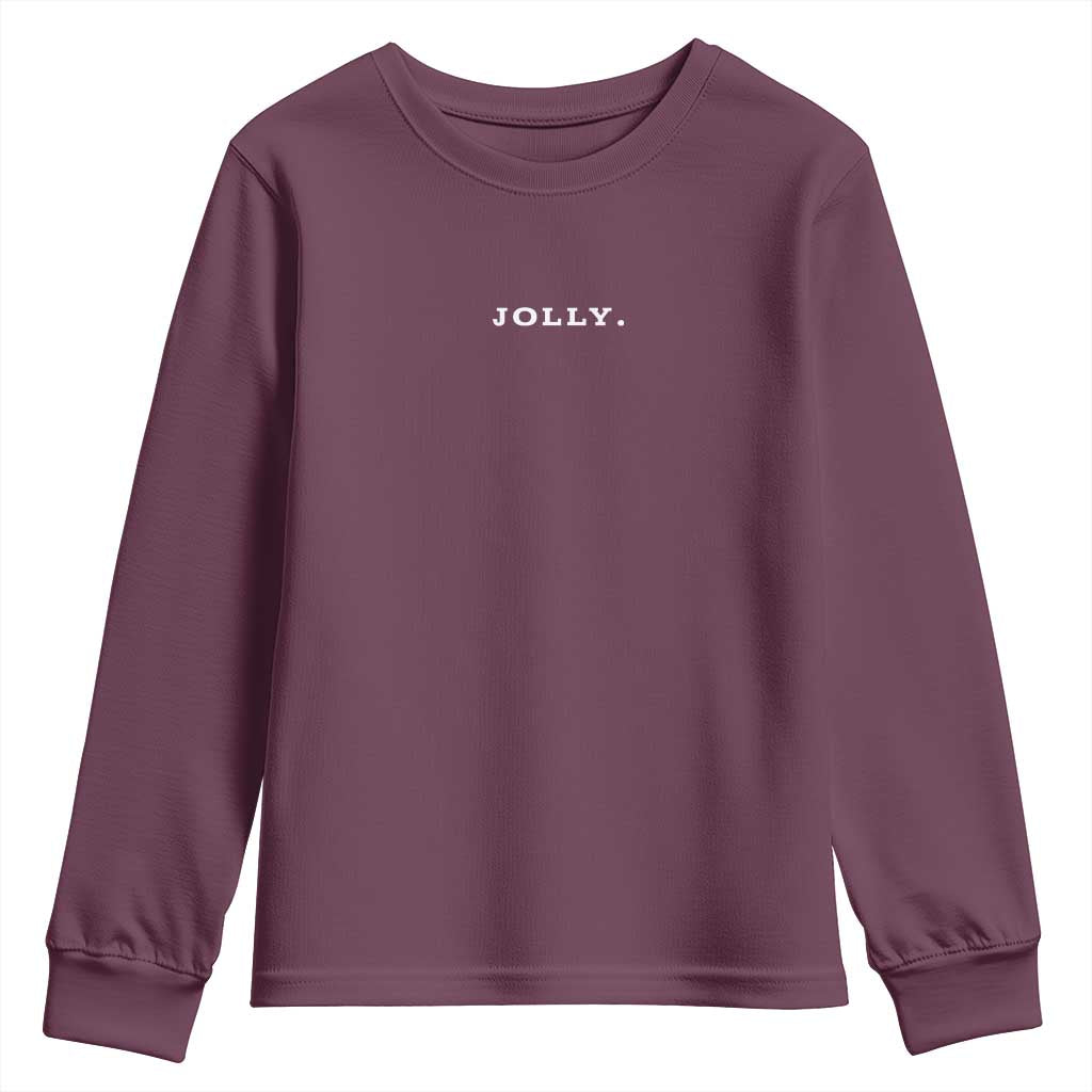 Jolly Christmas Subtle Minimal Youth Sweatshirt Funny Holiday Party Simple TS10 Maroon Print Your Wear