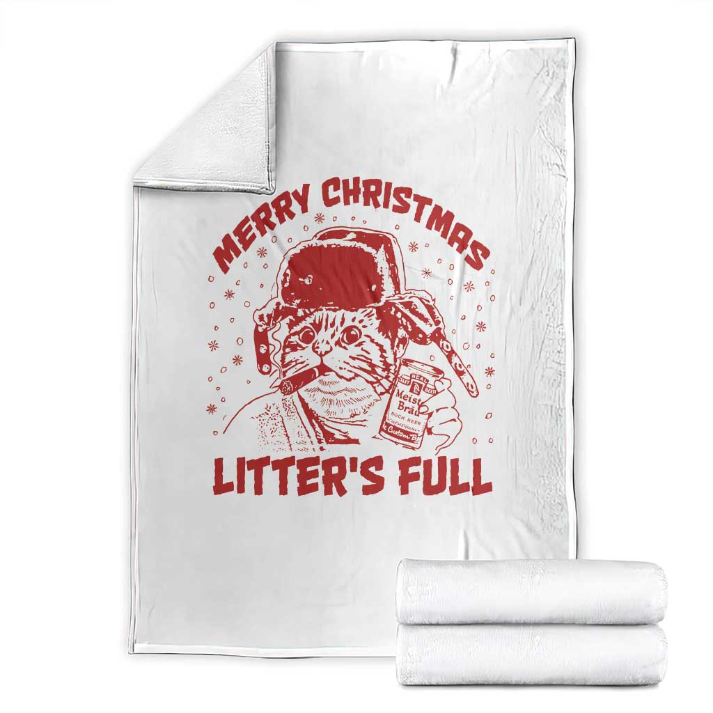 Litters Full Throw Blanket Funny Cat Christmas Vacation TS10 White Print Your Wear