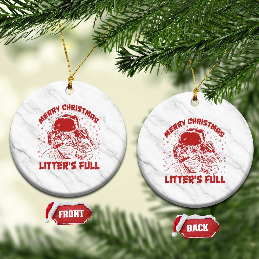 Litters Full Ceramic Ornament Funny Cat Christmas Vacation TS10 1pc White Marble Print Your Wear
