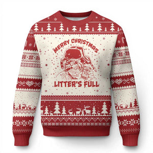 Litters Full Ugly Christmas Sweater Funny Cat Xmas Vacation TS10 Beige Red Print Your Wear