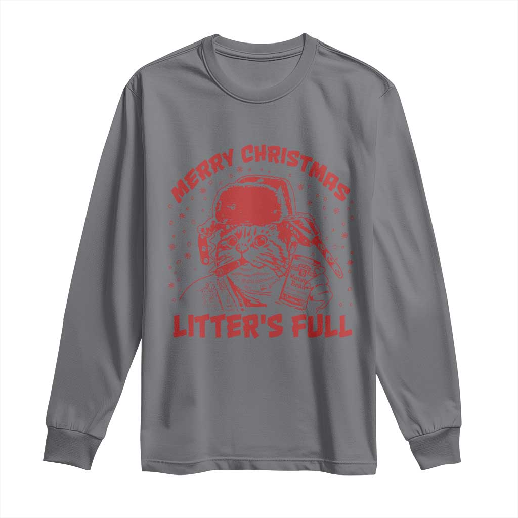 Litters Full Long Sleeve Shirt Funny Cat Christmas Vacation TS10 Charcoal Print Your Wear