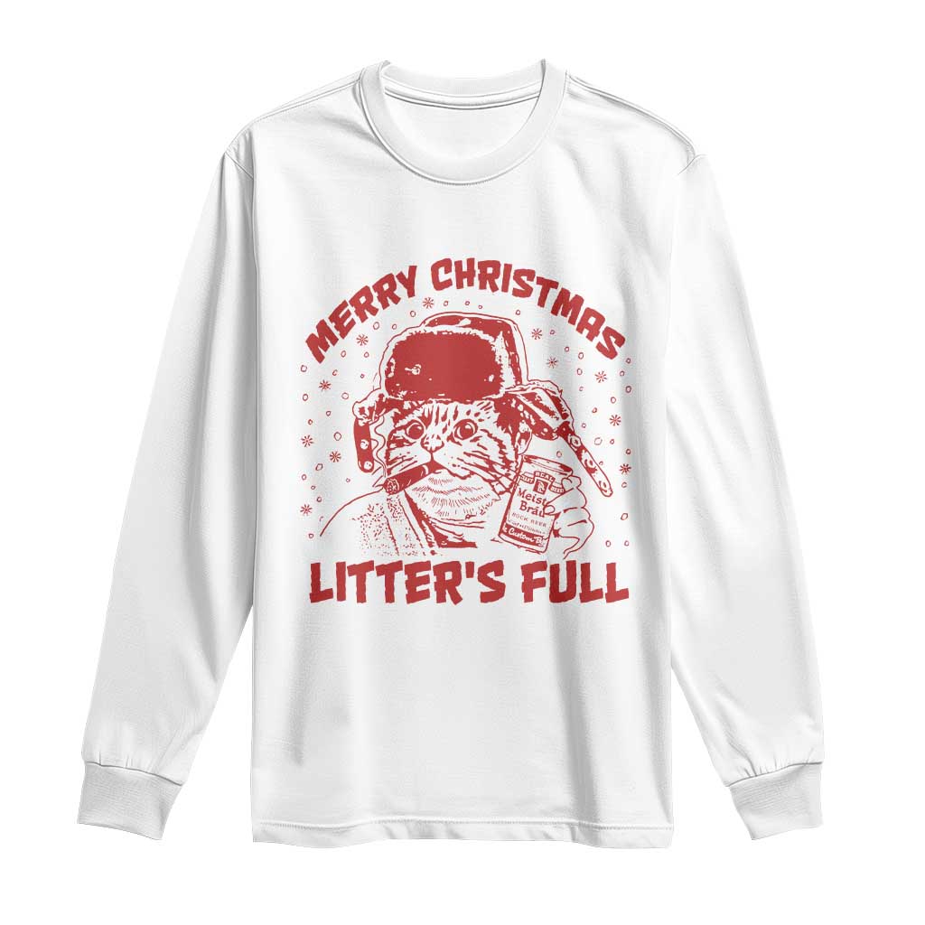 Litters Full Long Sleeve Shirt Funny Cat Christmas Vacation TS10 White Print Your Wear