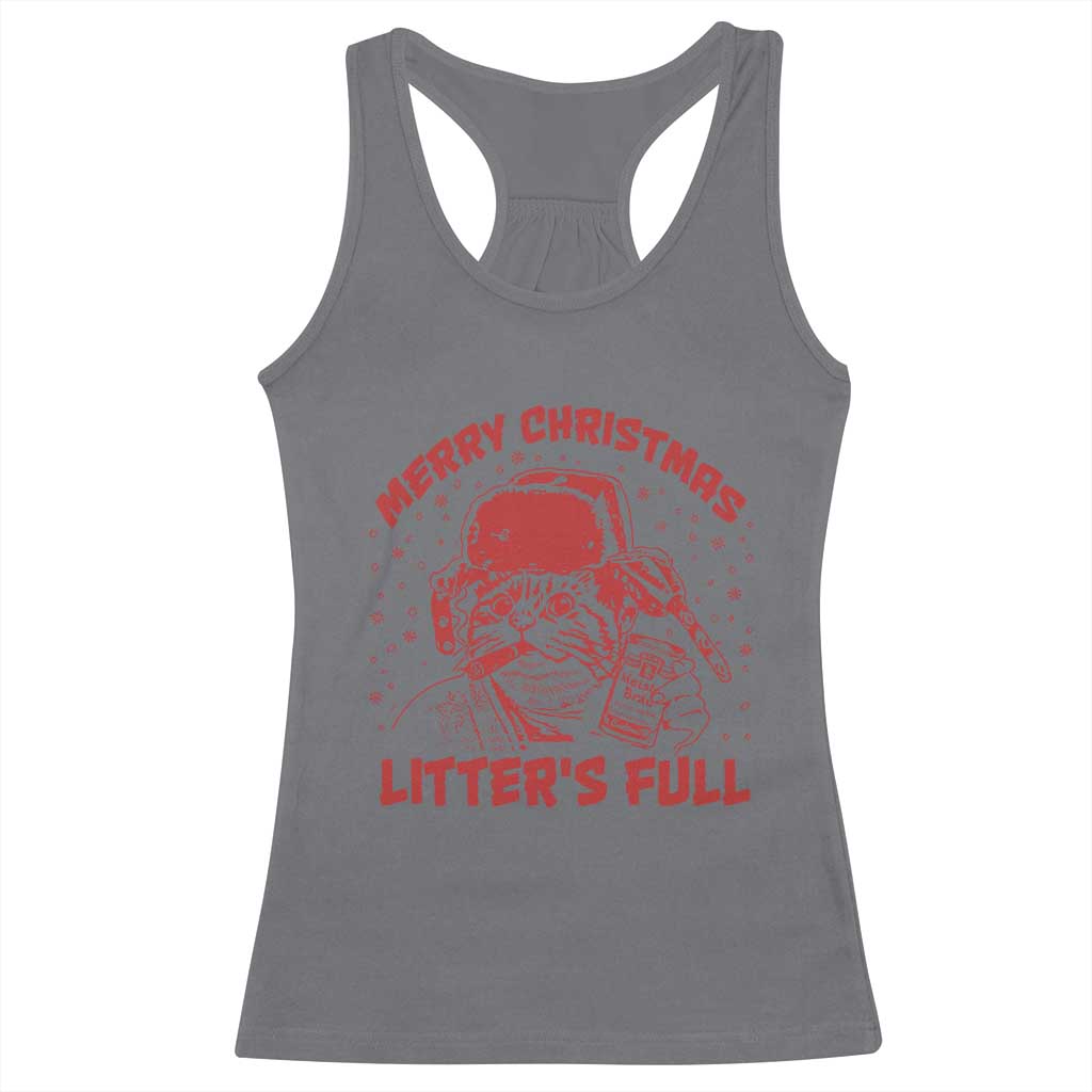 Litters Full Racerback Tank Top Funny Cat Christmas Vacation TS10 Charcoal Print Your Wear