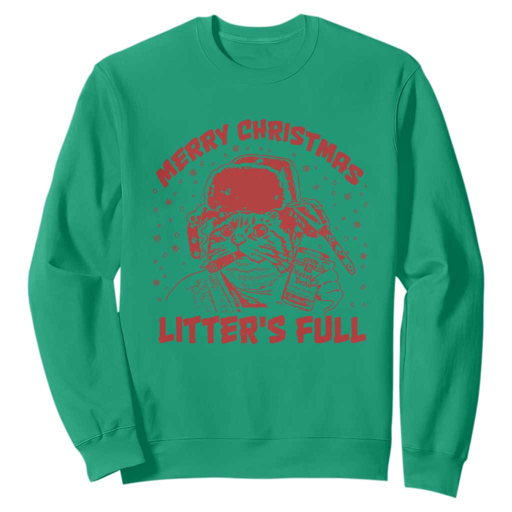 Litters Full Sweatshirt Funny Cat Christmas Vacation TS10 Irish Green Print Your Wear