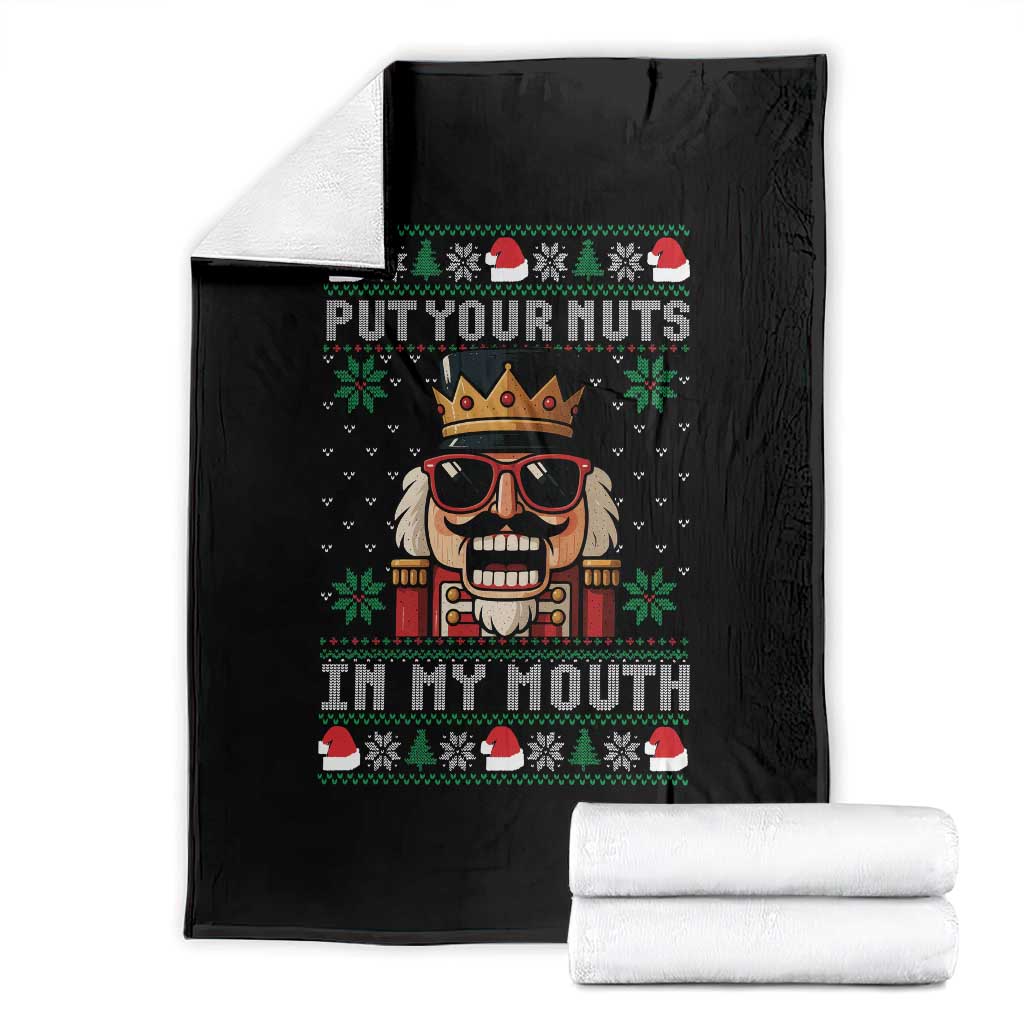 Inappropriate Christmas Throw Blanket Funny Put Your Nuts in My Mouth Dirty Holiday TS10 Black Print Your Wear