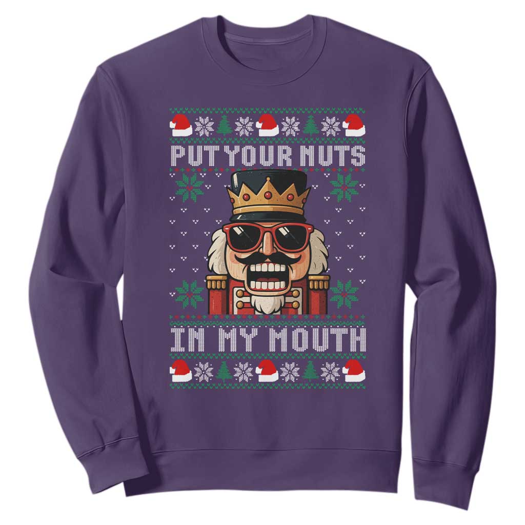 Inappropriate Christmas Sweatshirt Funny Put Your Nuts in My Mouth Dirty Holiday TS10 Purple Print Your Wear