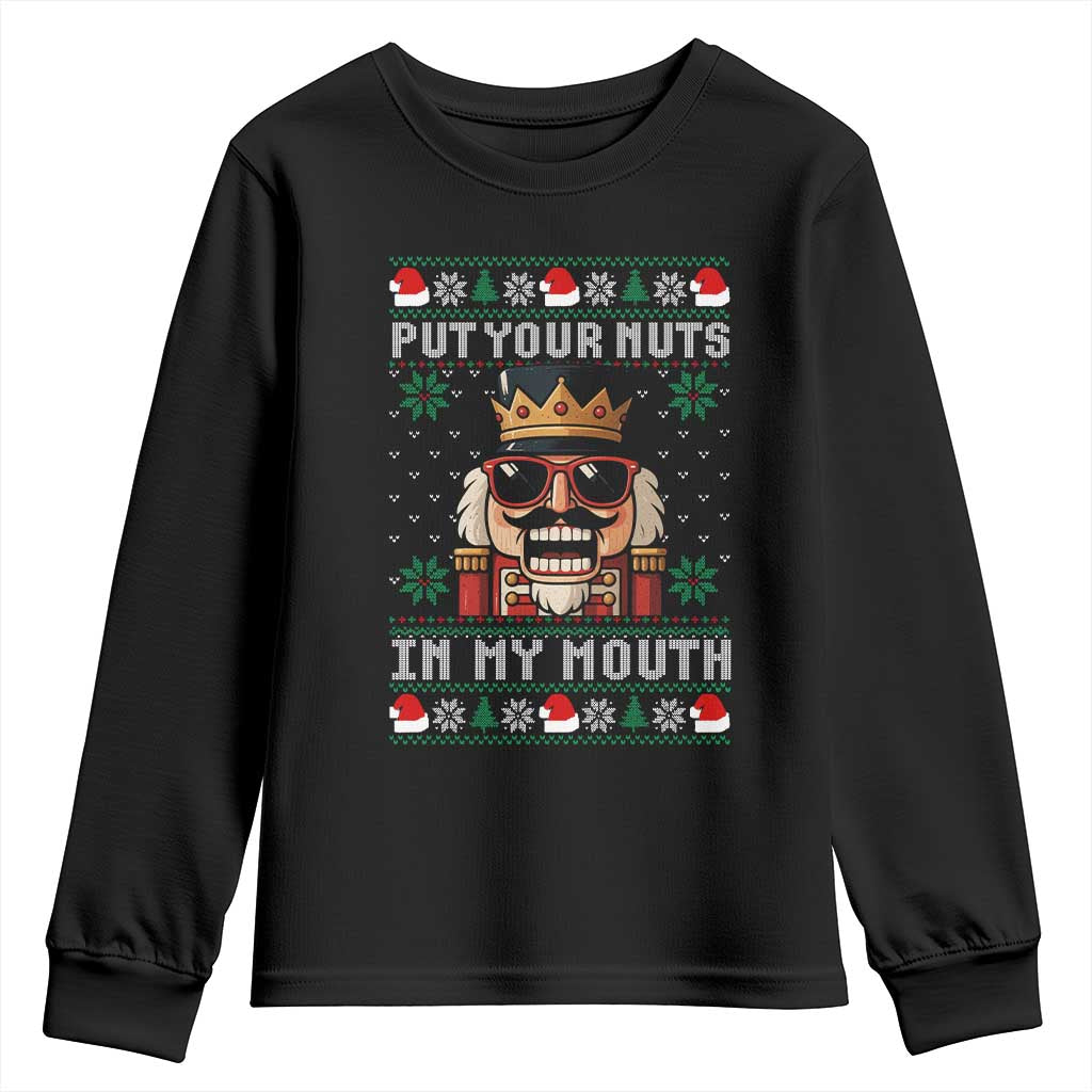 Inappropriate Christmas Youth Sweatshirt Funny Put Your Nuts in My Mouth Dirty Holiday TS10 Black Print Your Wear