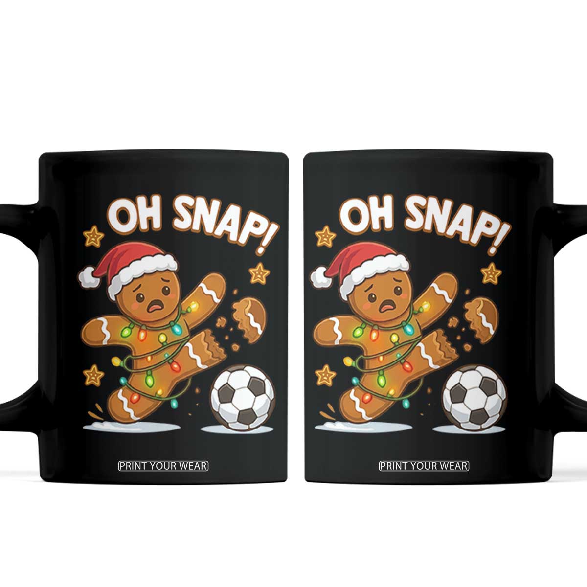 Oh Snap Gingerbreadman Christmas Soccer Coffee Mug TS10 Black Print Your Wear