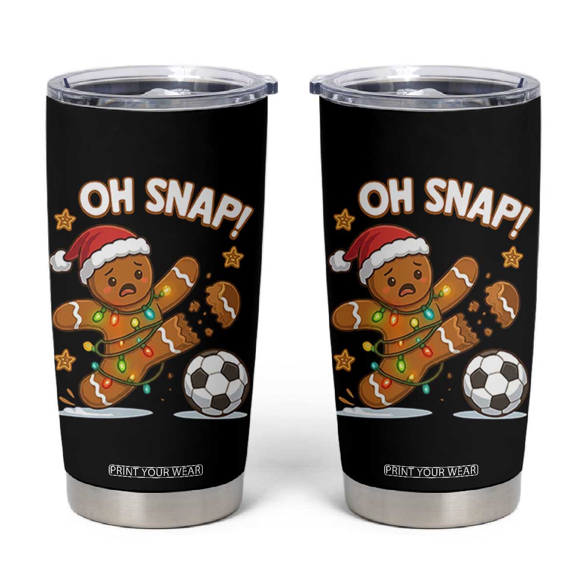 Oh Snap Gingerbreadman Christmas Soccer Tumbler Cup TS10 Black Print Your Wear