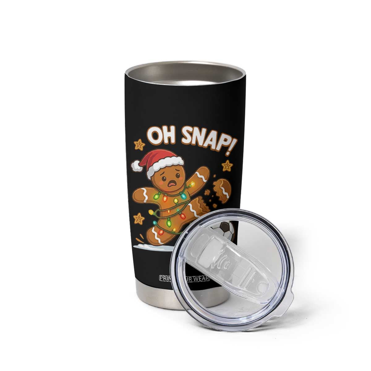 Oh Snap Gingerbreadman Christmas Soccer Tumbler Cup TS10 Print Your Wear