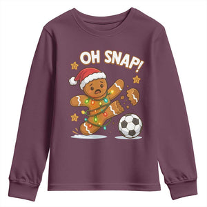 Oh Snap Gingerbreadman Christmas Soccer Youth Sweatshirt TS10 Maroon Print Your Wear