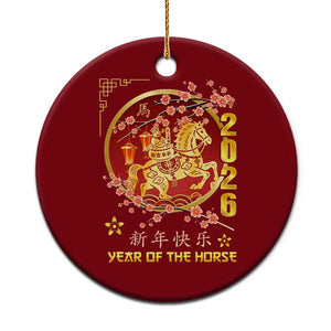 2026 Year of the Horse Lunar New Year Ceramic Ornament TS10 1pc Red Print Your Wear