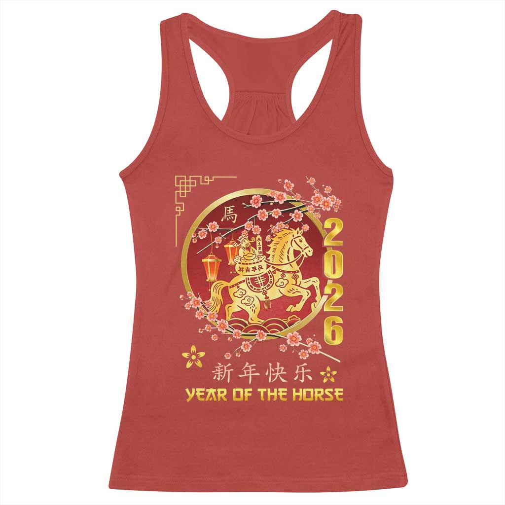 2026 Year of the Horse Lunar New Year Racerback Tank Top TS10 Red Print Your Wear