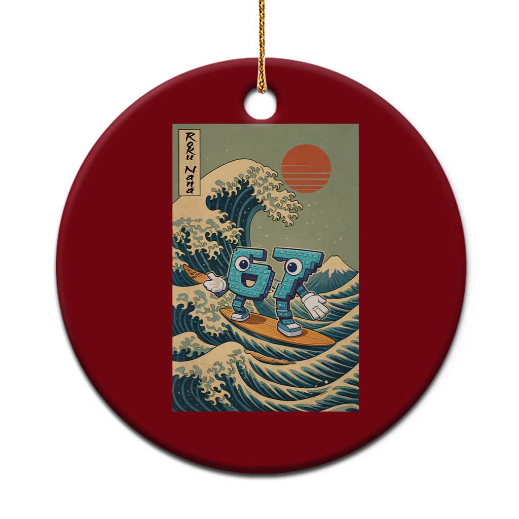 67 Surfing Japanese Ceramic Ornament Funny Great Wave Off Kanagawa Six Seven Brainrot Meme TS10 1pc Red Print Your Wear